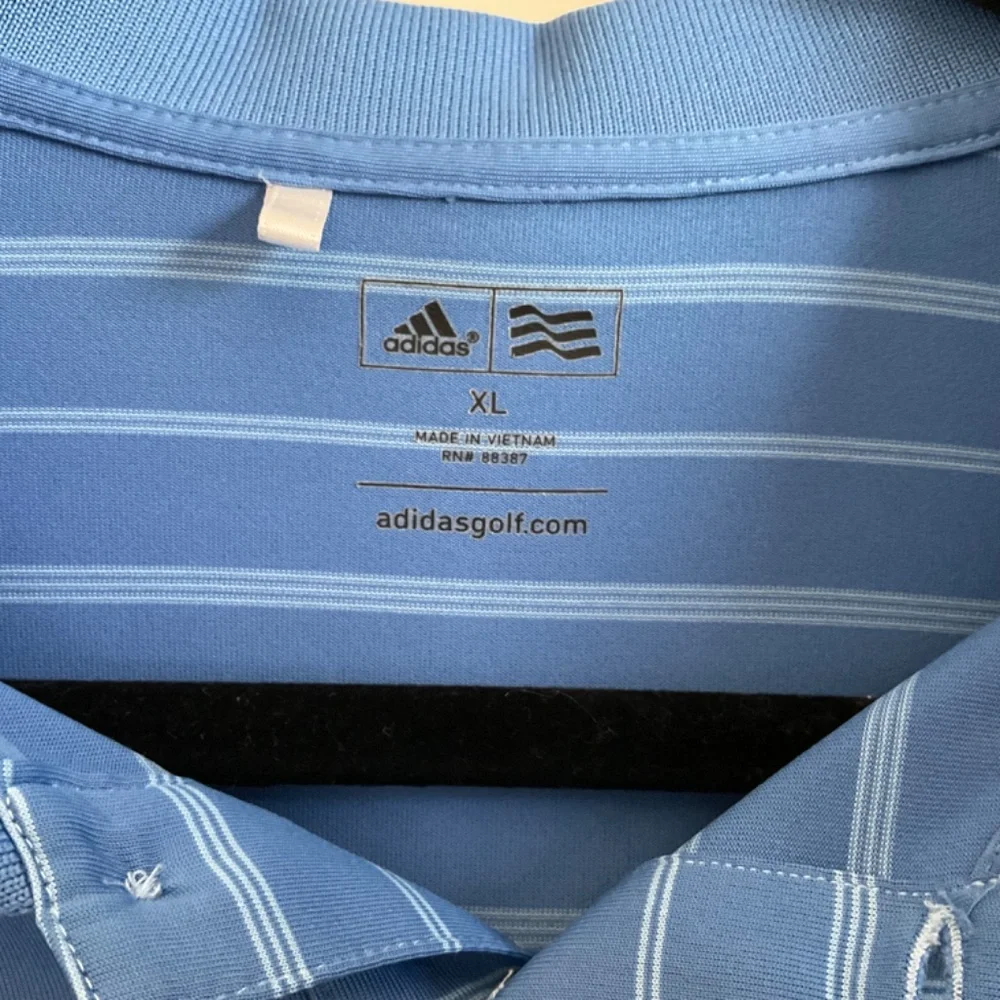 Men’s Adidas Golf Polo‎ - Blue and White Striped - Size XL